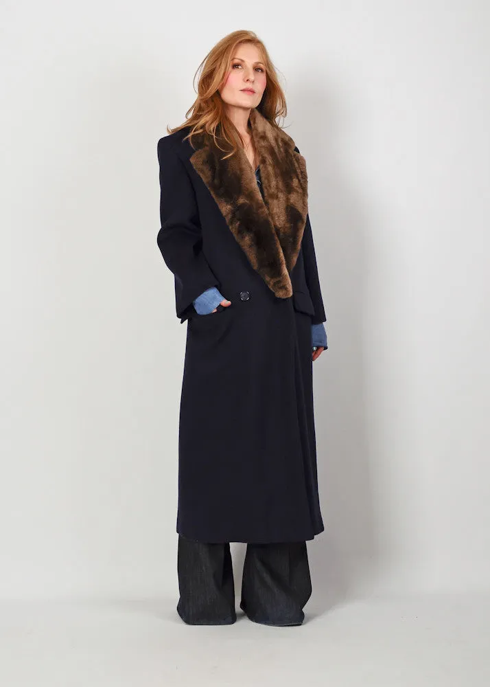 Perry Ellis Fur   Wool Maxi Coat