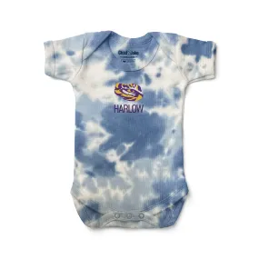 Personalized LSU Tigers Eye Tie Dye Bodysuit