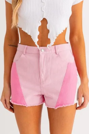 Pink Color Block Shorts