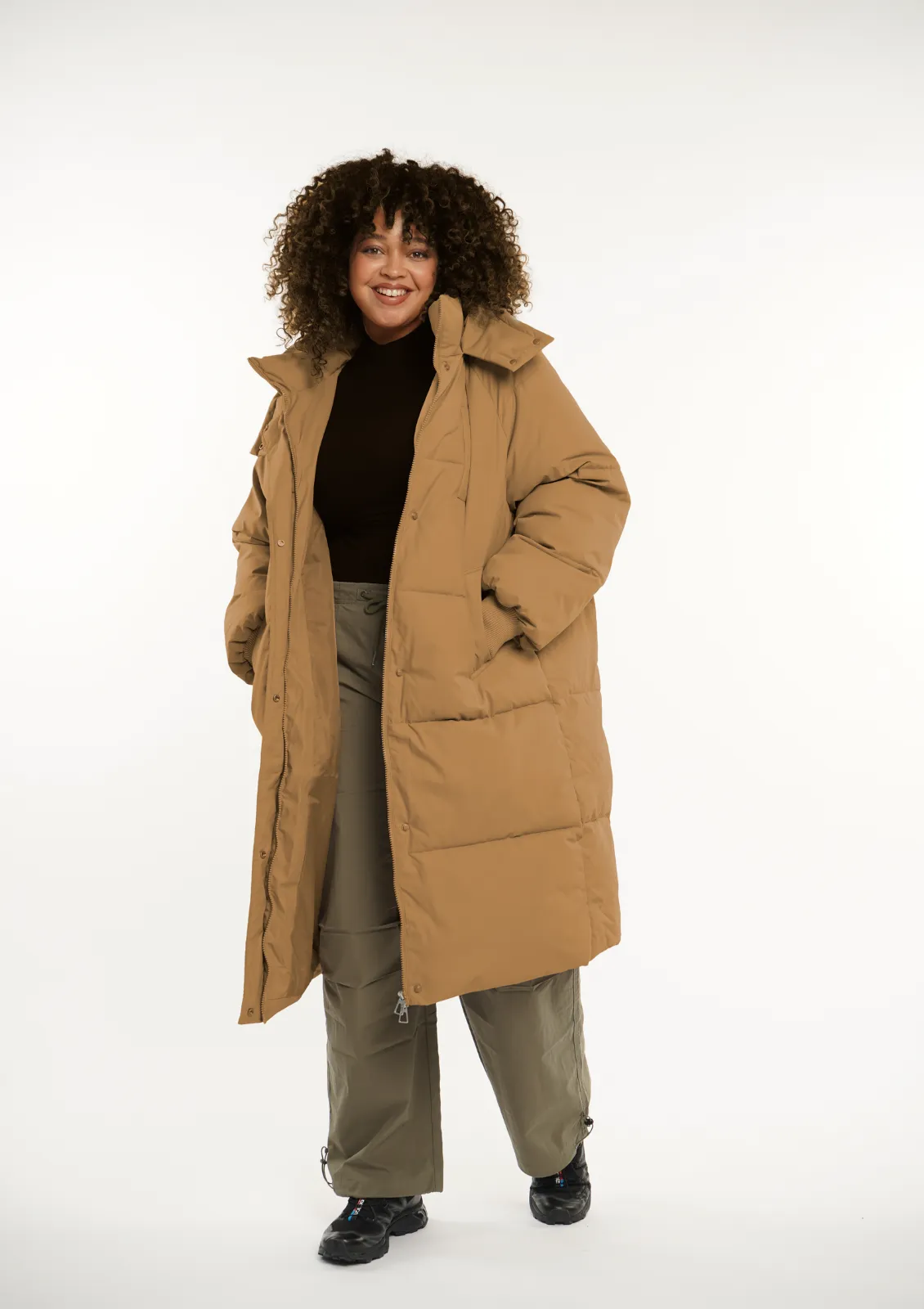 Plus Size Classic Hooded Long Puffer Coat - Splashproof and Stylish