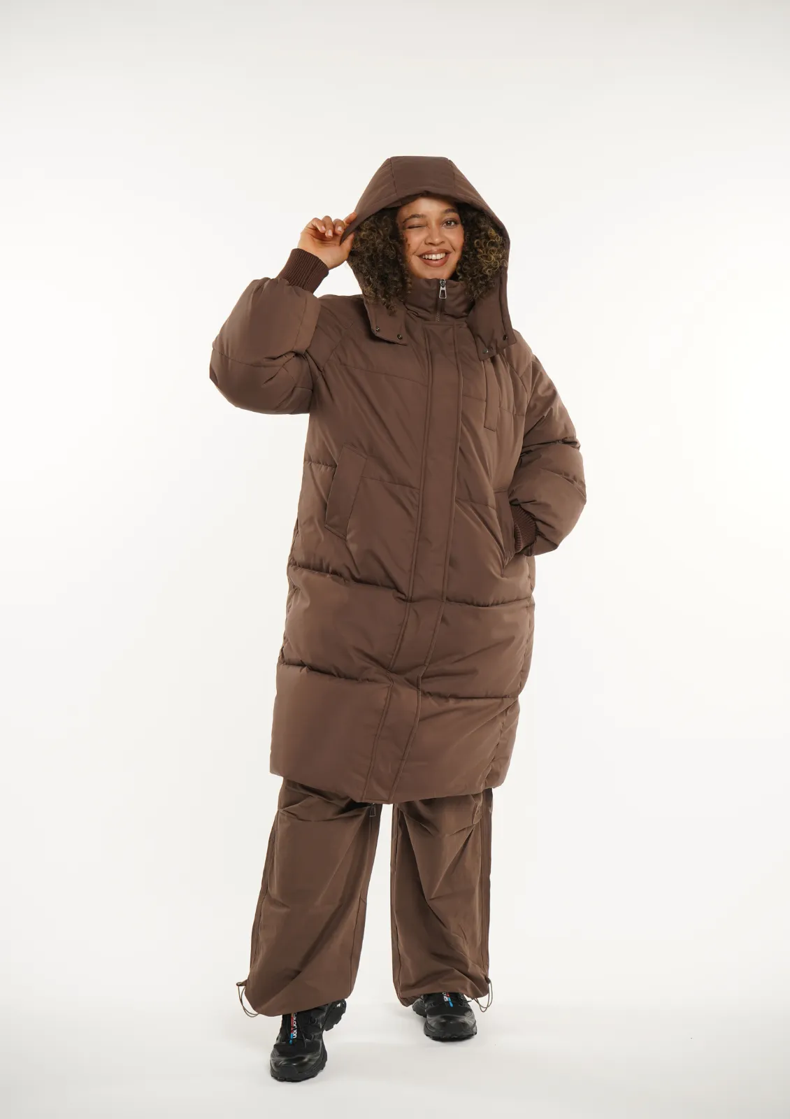 Plus Size Classic Hooded Long Puffer Coat - Splashproof and Stylish