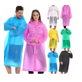 Pocket Raincard Men's and Women's Rain Coat | Front Open and Closed with Buttons (Multicolour, Free Size, Design May Vary)