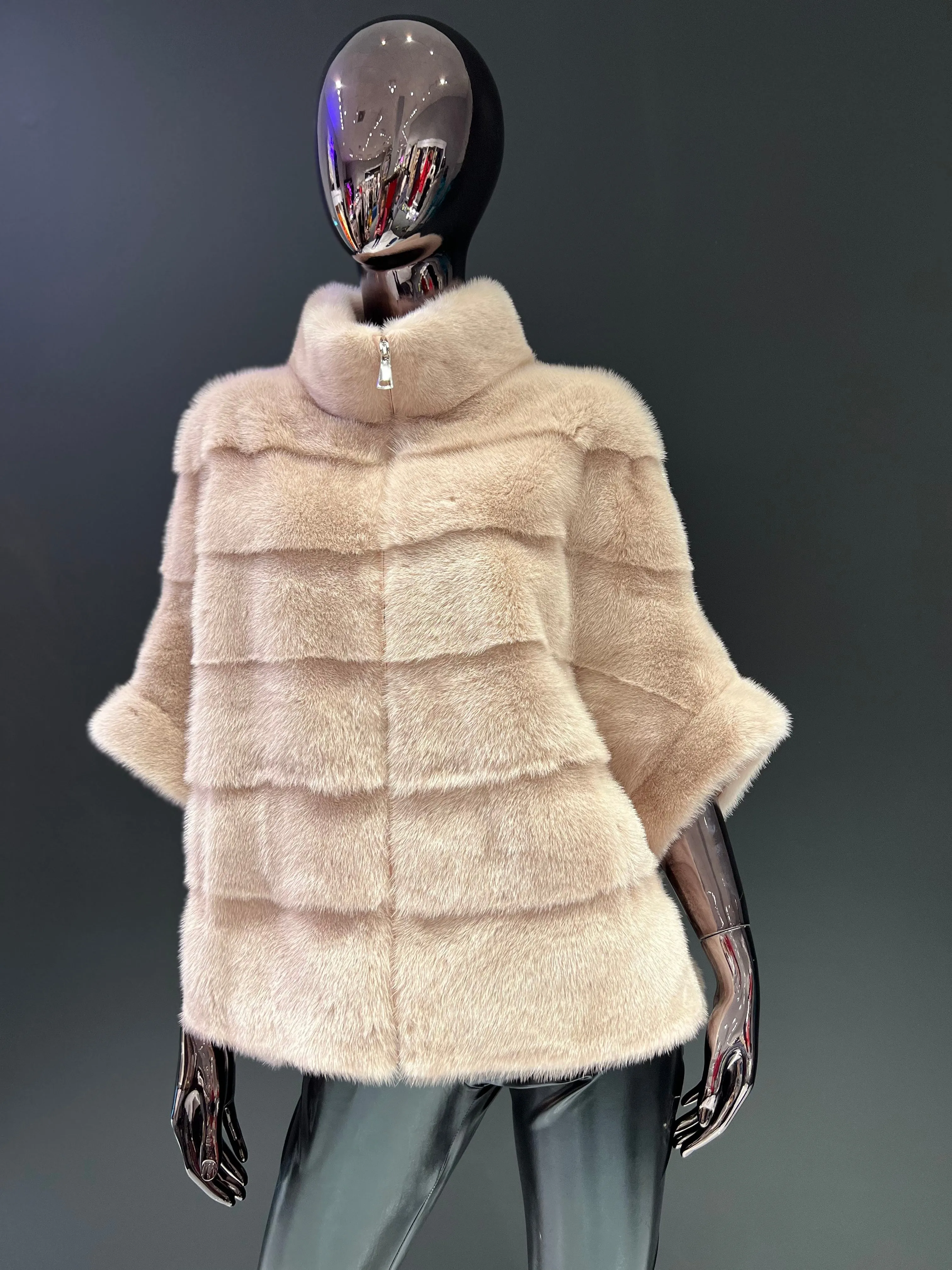 Pre-Order. Ships November 15. 2024. Genuine Scandinavian Mink Fur Poncho