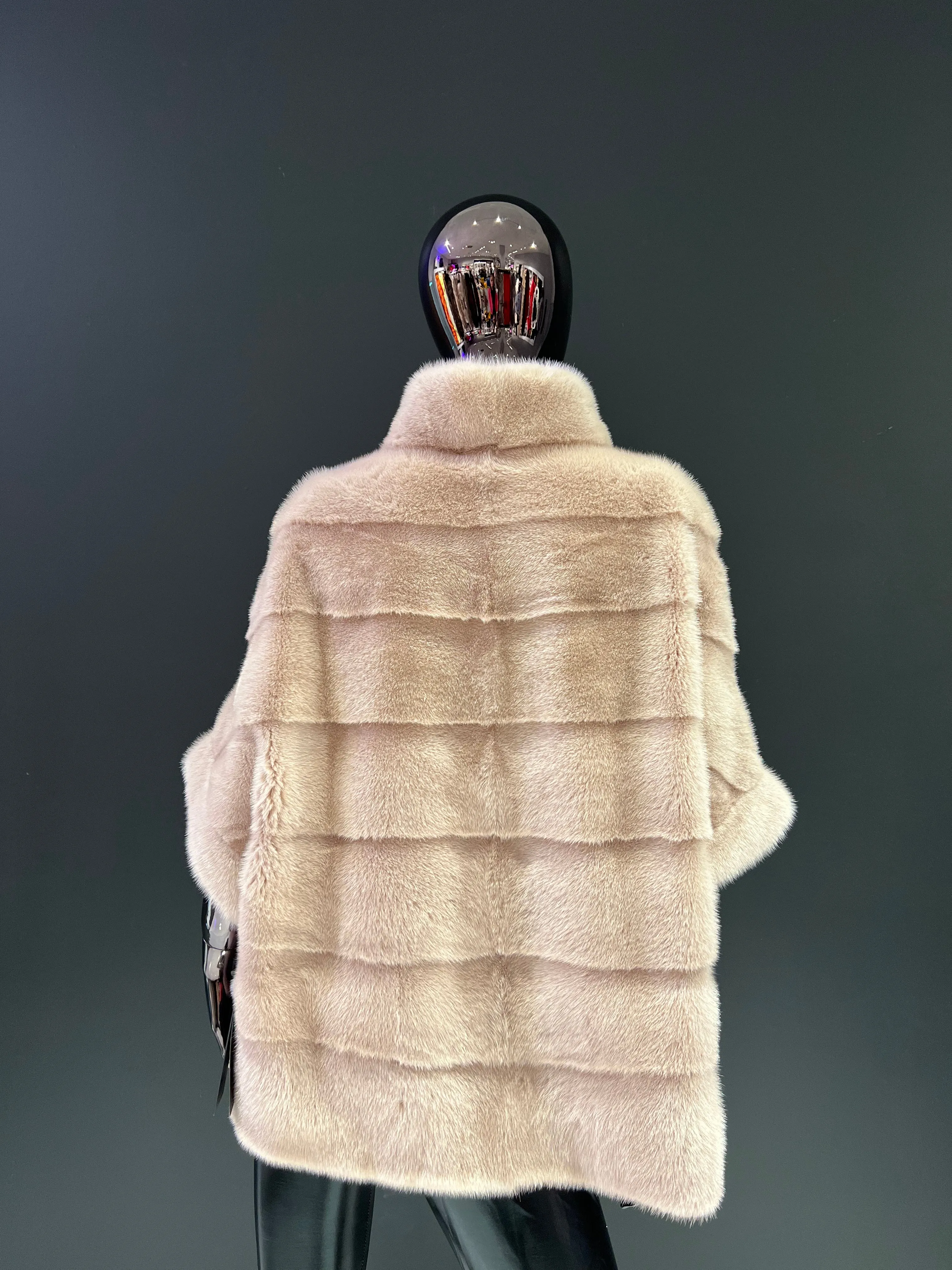 Pre-Order. Ships November 15. 2024. Genuine Scandinavian Mink Fur Poncho