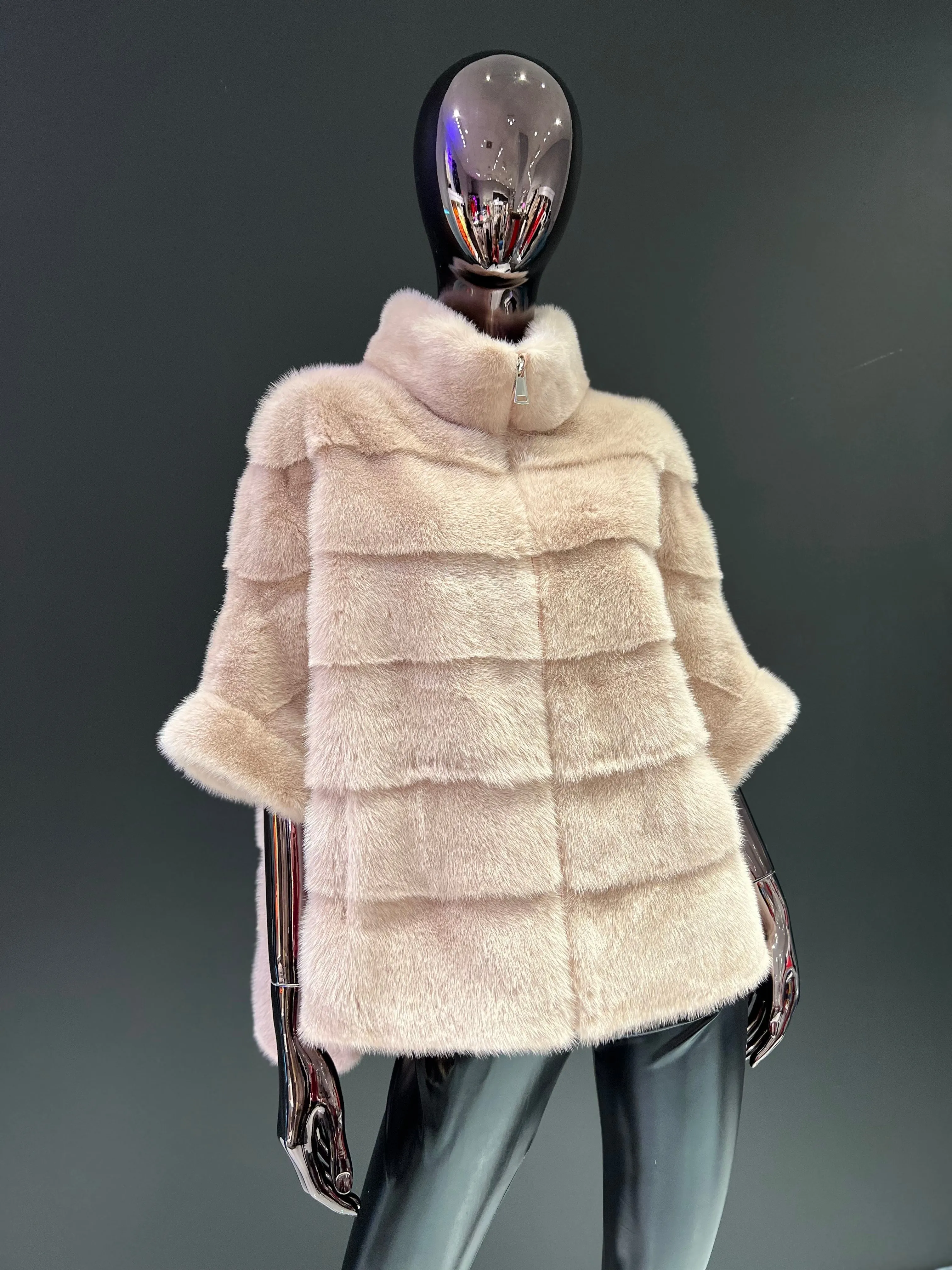 Pre-Order. Ships November 15. 2024. Genuine Scandinavian Mink Fur Poncho