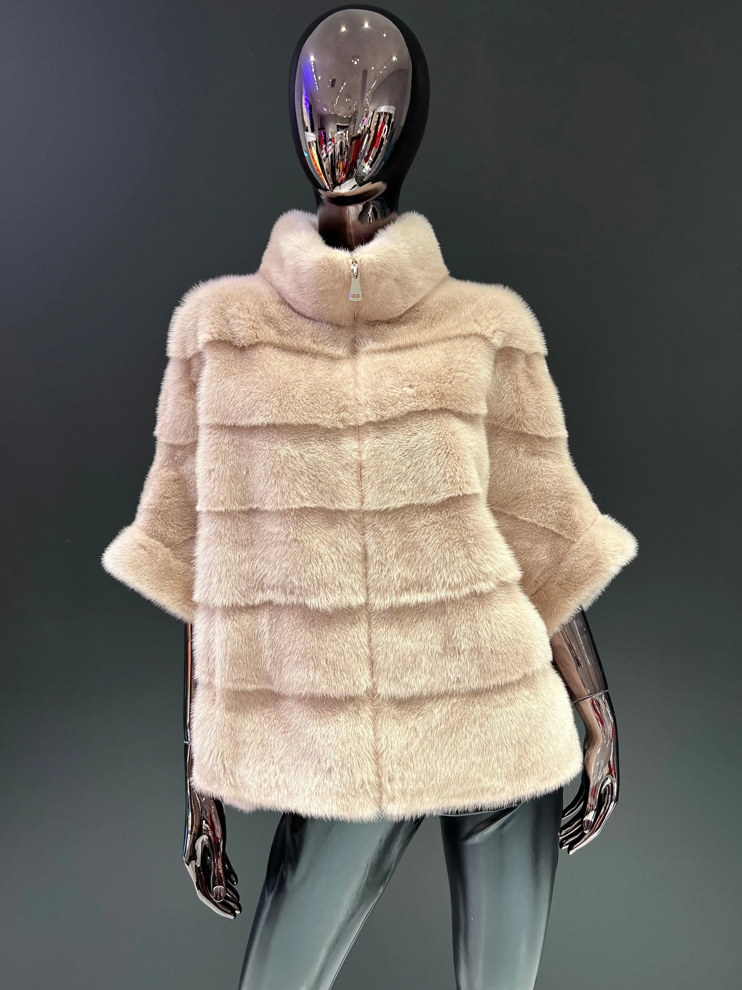 Pre-Order. Ships November 15. 2024. Genuine Scandinavian Mink Fur Poncho