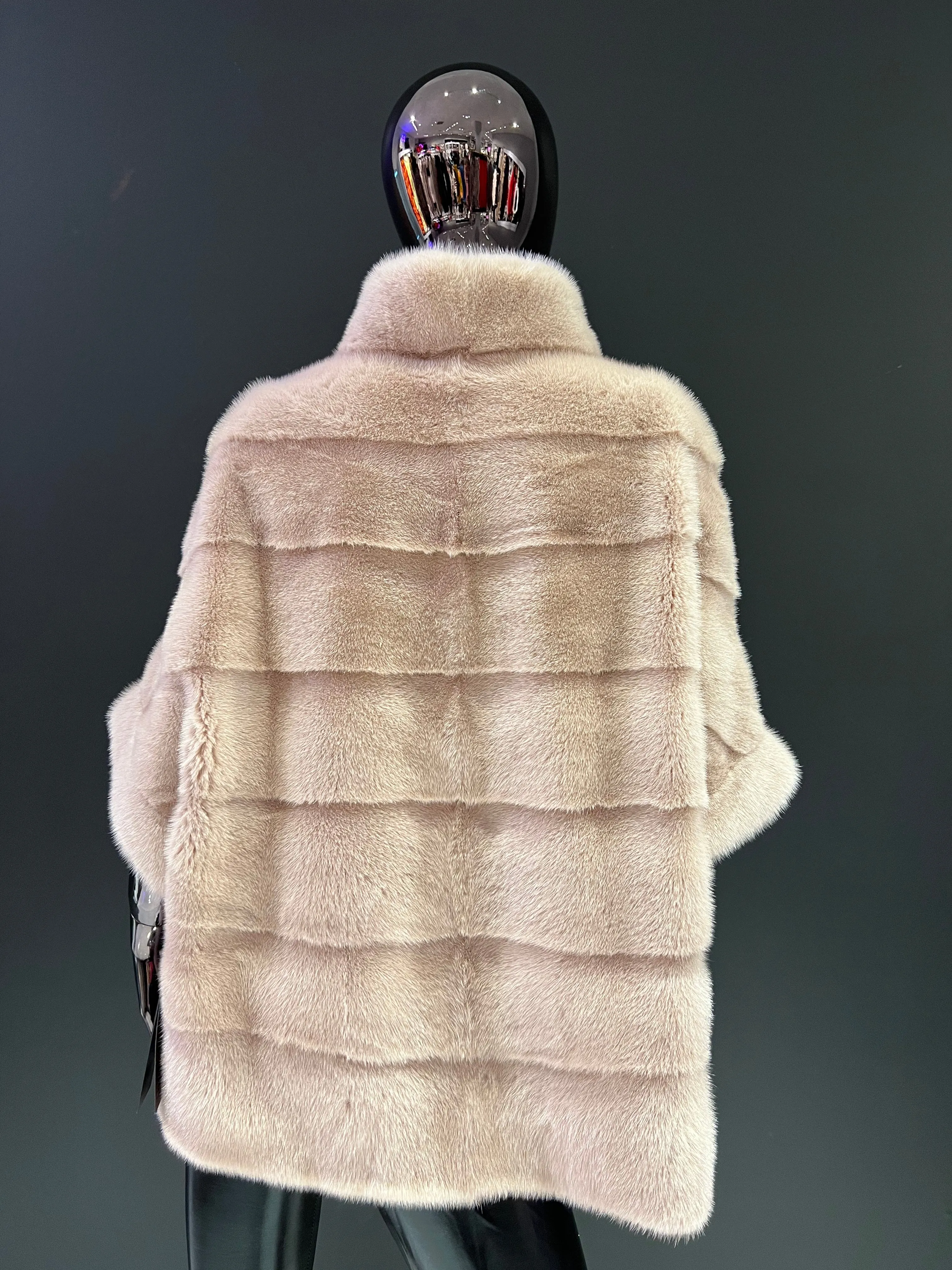 Pre-Order. Ships November 15. 2024. Genuine Scandinavian Mink Fur Poncho