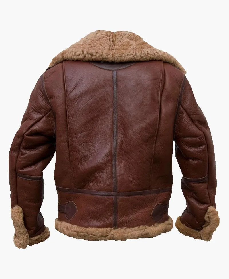 Premium Pilot Bomber Leather Jacket with Luxurious Fur Collar