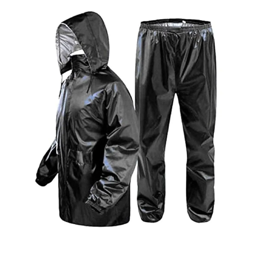 Rain Coat With Pants | 100% Waterproof with Hood, Set of Top and Bottom Packed in a Storage Bag, Standard Size ( Colour May Vary)