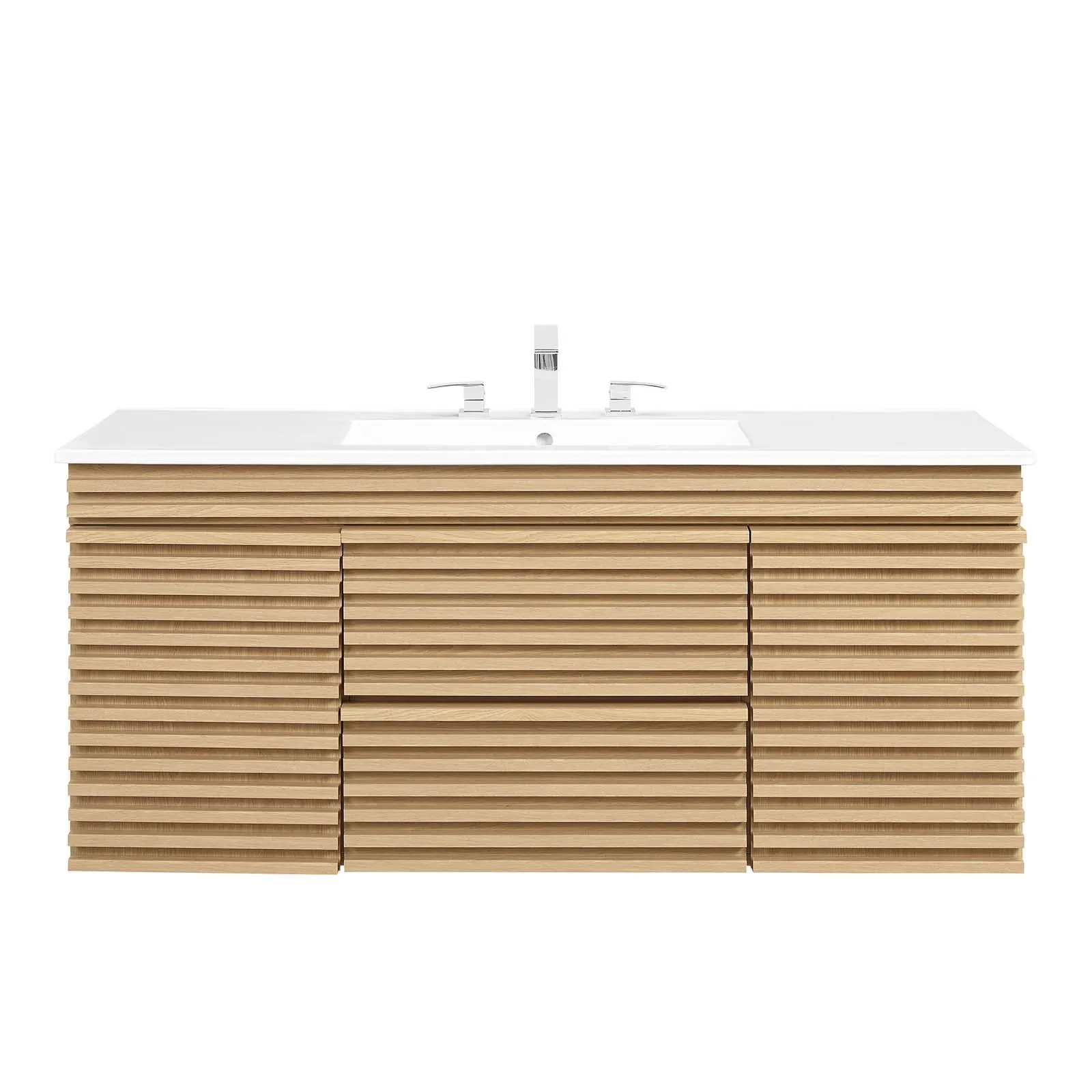 Render 48" Wall-Mount Bathroom Vanity Oak White EEI-5801-OAK-WHI