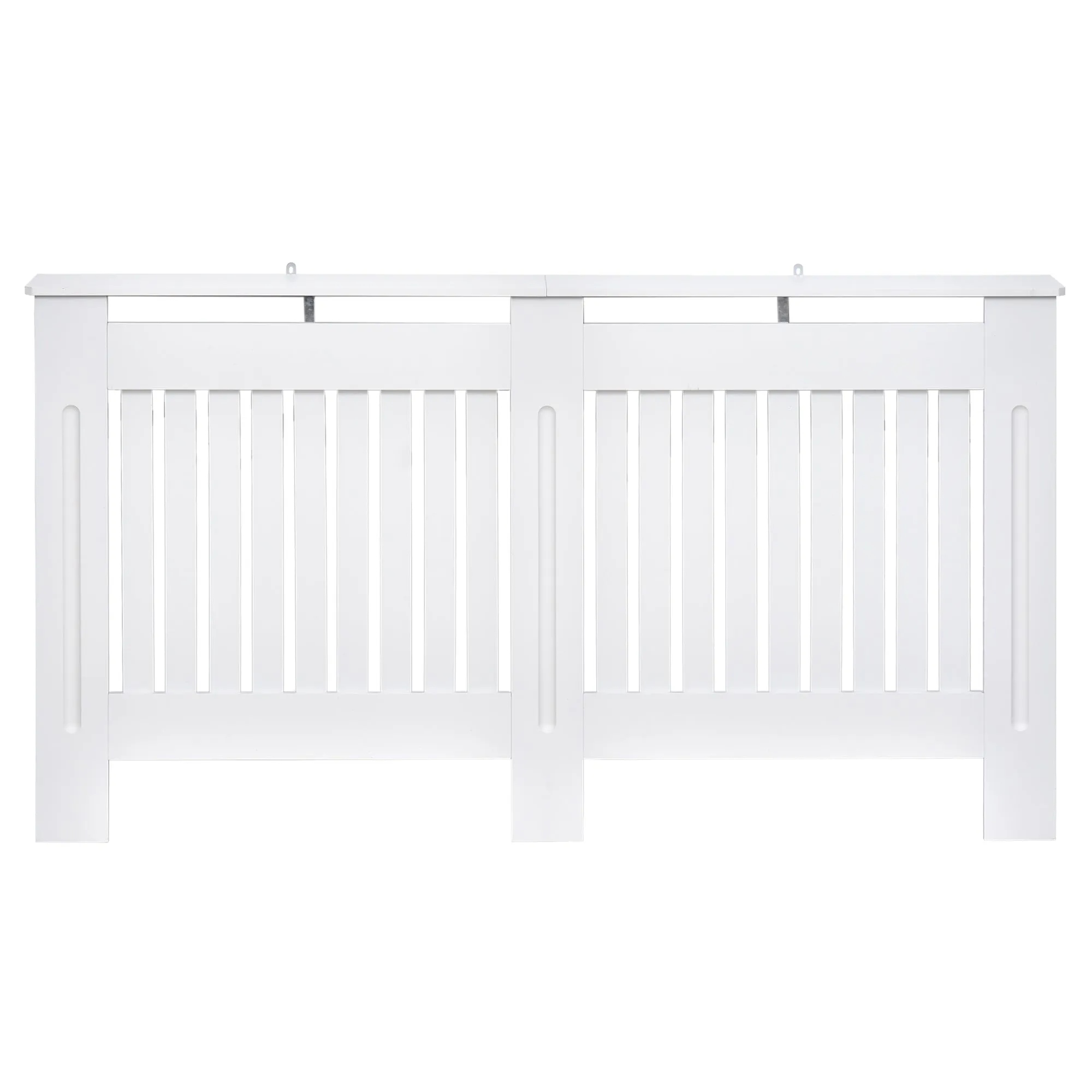 Slatted Radiator Cover Painted Cabinet MDF Lined Grill in White (152L x 19W x 81H cm)