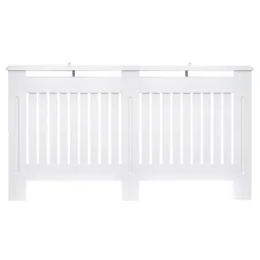 Slatted Radiator Cover Painted Cabinet MDF Lined Grill in White (152L x 19W x 81H cm)