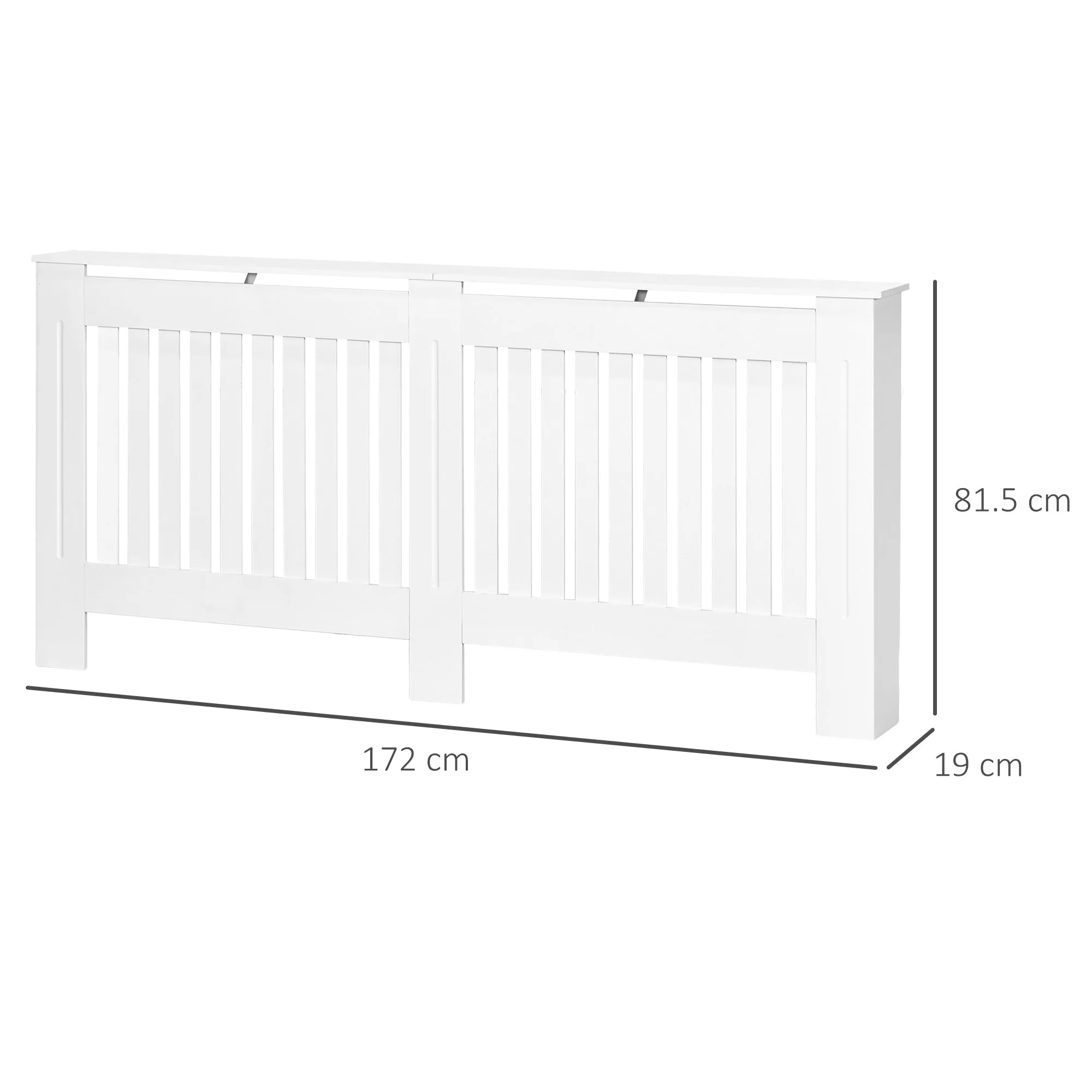 Slatted Radiator Cover Painted Cabinet MDF Lined Grill in White 172L x 19W x 81H cm