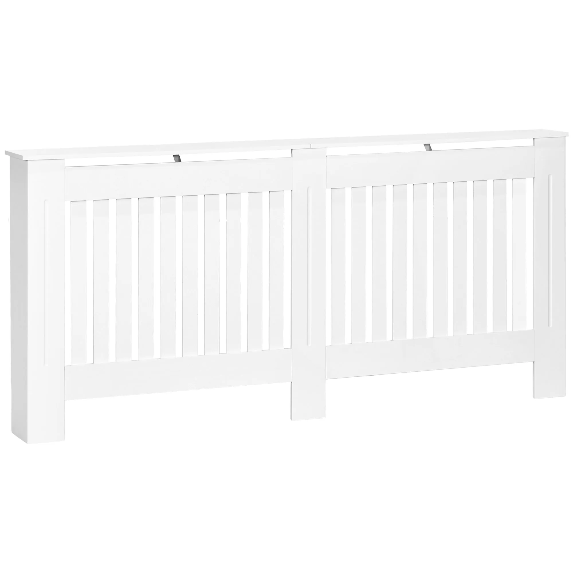 Slatted Radiator Cover Painted Cabinet MDF Lined Grill in White 172L x 19W x 81H cm