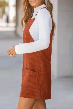 Sleeveless Corduroy Overall Dress