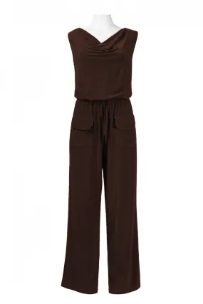 Sleeveless Cowl Neckline Jersey Jumpsuit