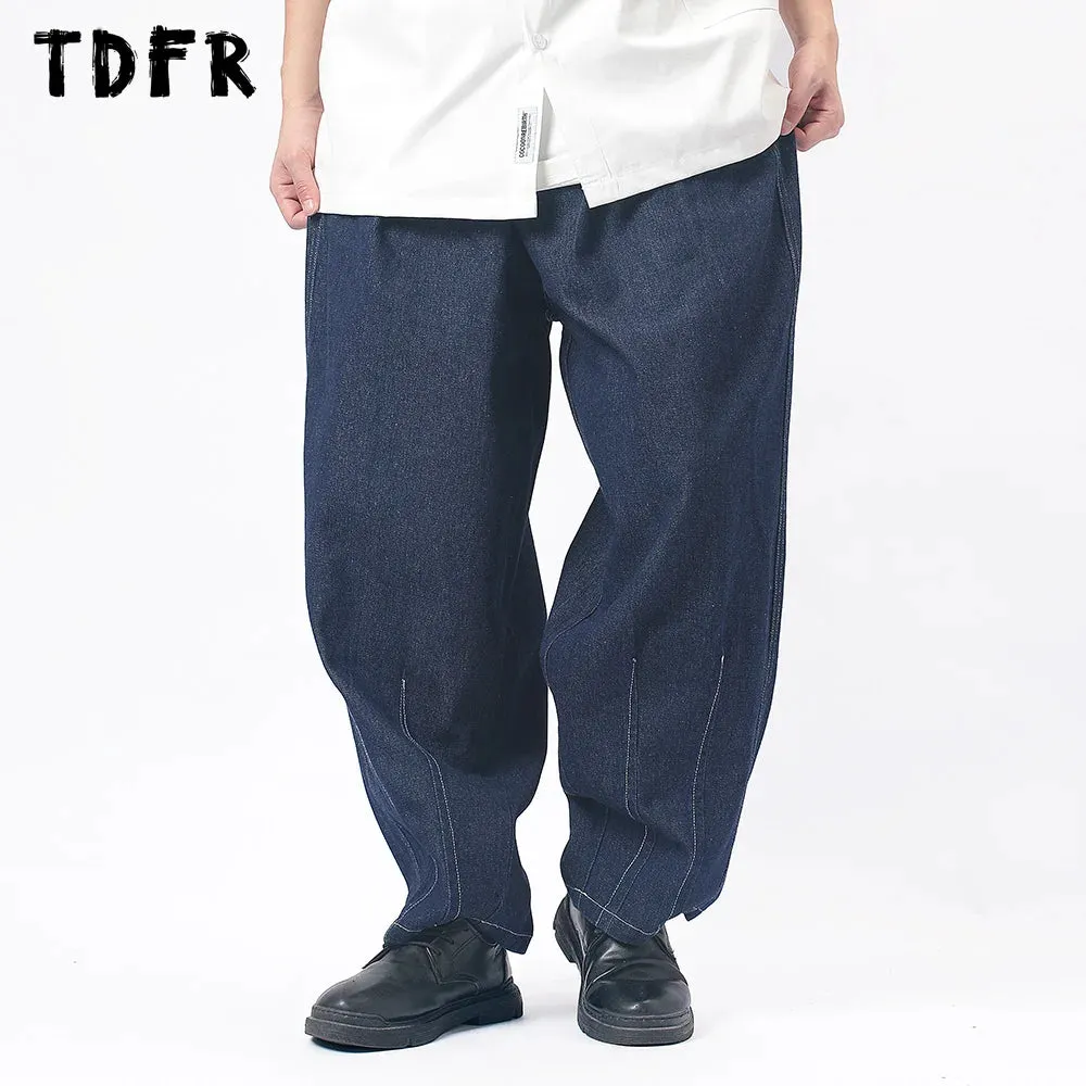 Solid Color Casual Loose Wide Leg Pants with Drawstring Elastic Waist