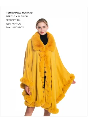 Solid Fur Poncho-Mustard