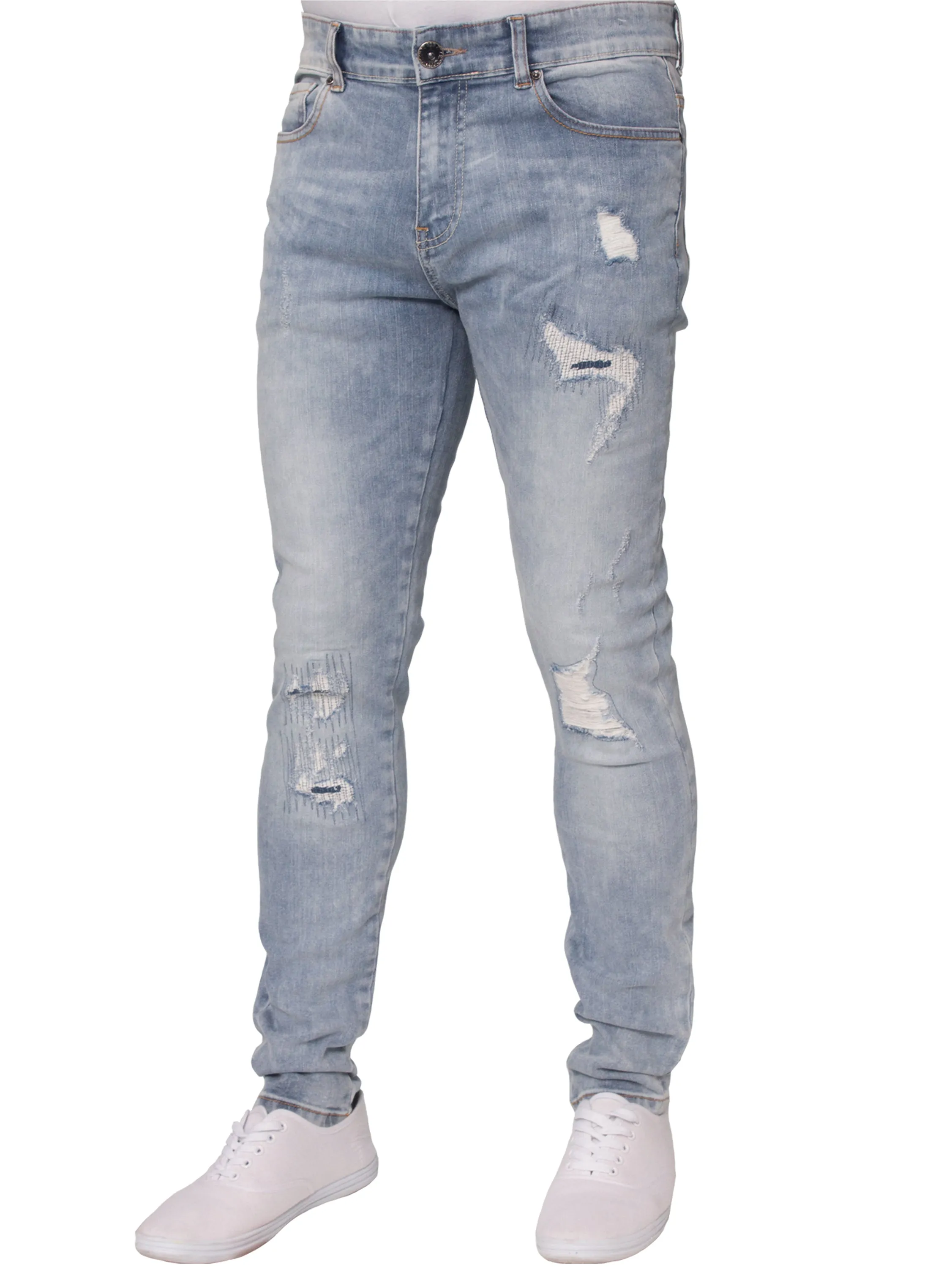 Super Skinny Stretch Rip & Repair Slim Jeans | Enzo Designer Menswear