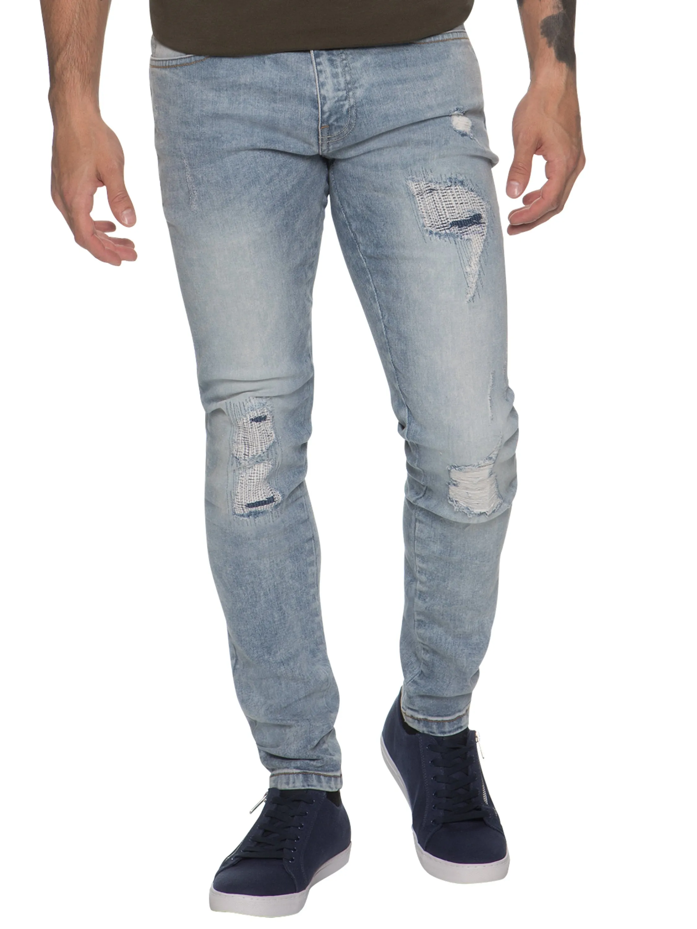 Super Skinny Stretch Rip & Repair Slim Jeans | Enzo Designer Menswear