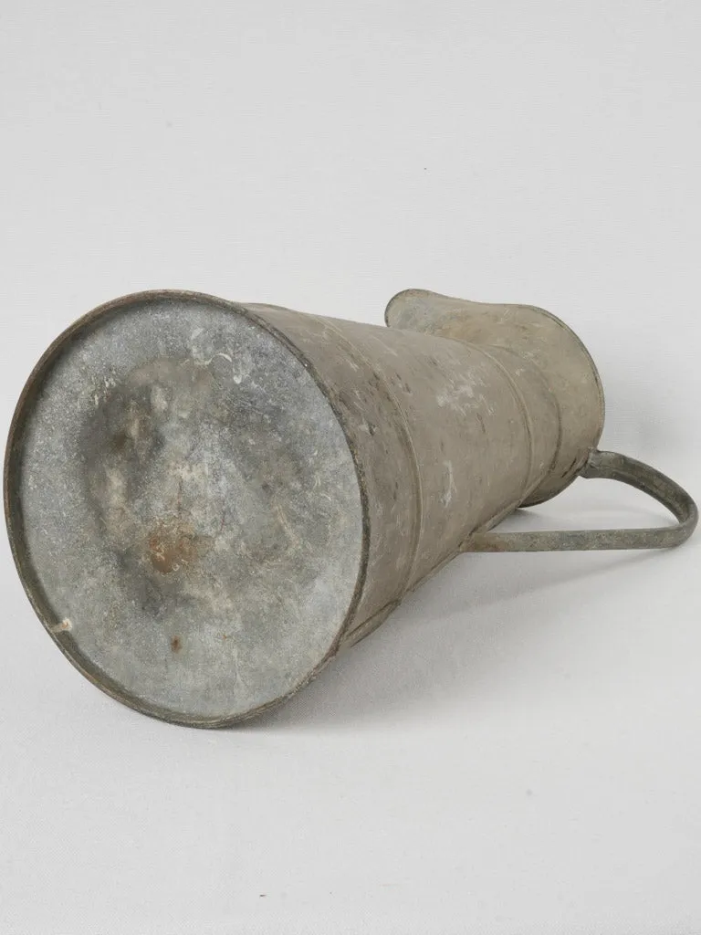 Tall Early 20th-Century French Zinc Pitcher w/ Timeworn Patina