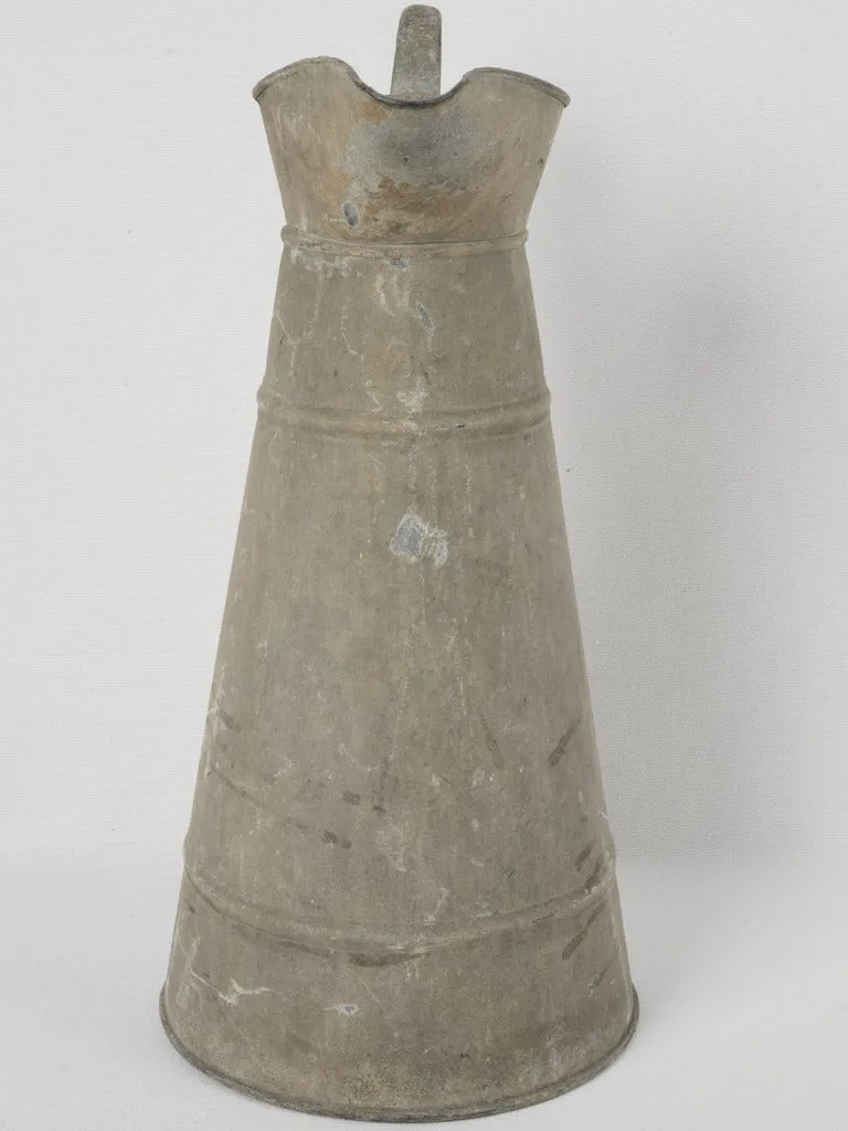 Tall Early 20th-Century French Zinc Pitcher w/ Timeworn Patina