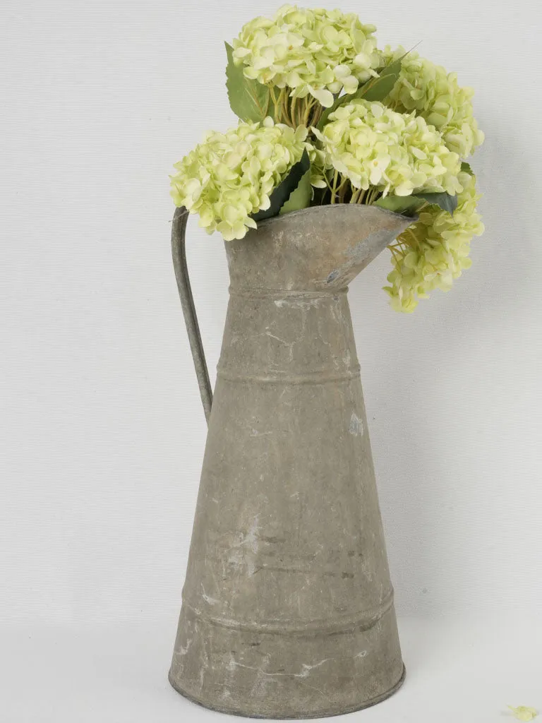 Tall Early 20th-Century French Zinc Pitcher w/ Timeworn Patina