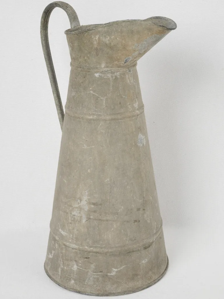 Tall Early 20th-Century French Zinc Pitcher w/ Timeworn Patina