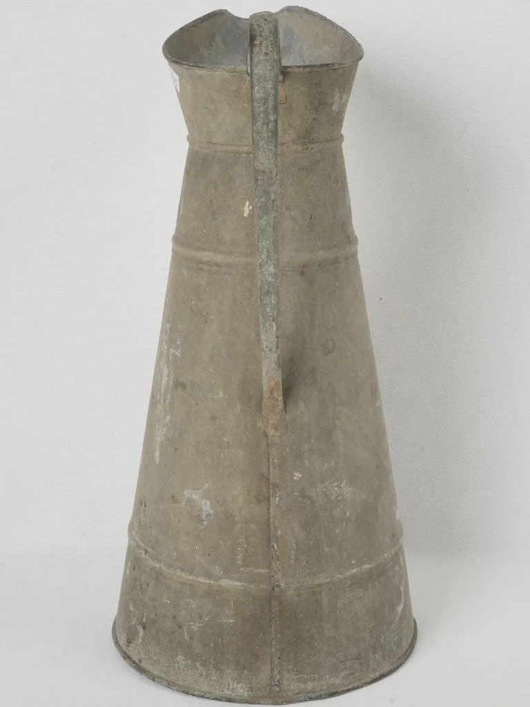 Tall Early 20th-Century French Zinc Pitcher w/ Timeworn Patina