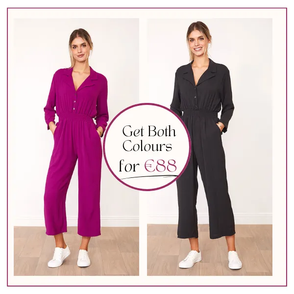 Thea Jumpsuit (Berry & Black)