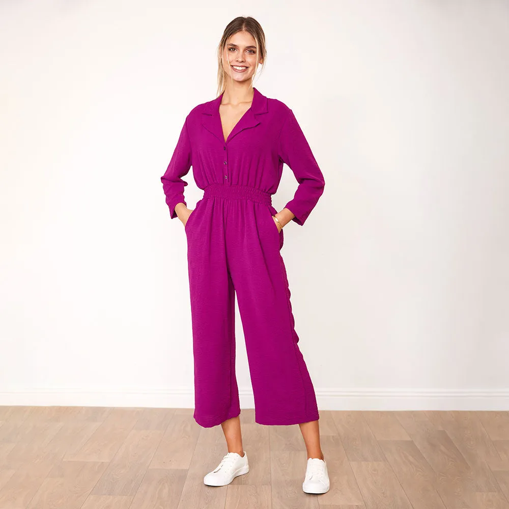 Thea Jumpsuit (Berry & Black)