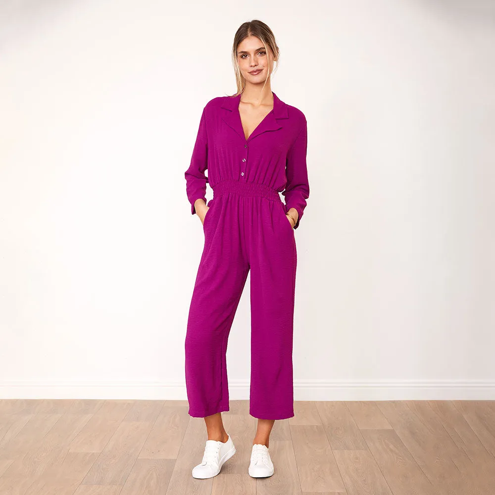 Thea Jumpsuit (Berry & Black)