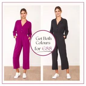 Thea Jumpsuit (Berry & Black)