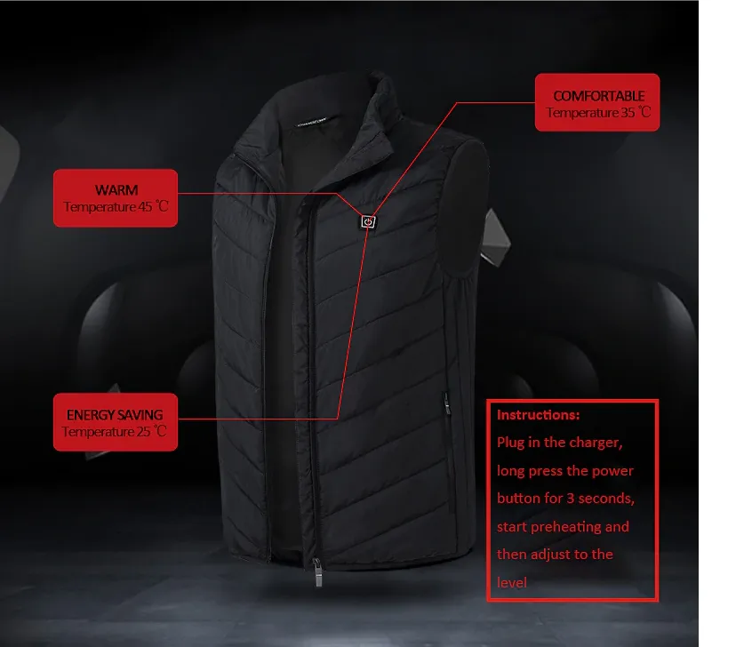 Unisex Winter Wind Stopper Smart Intelligent USB Full Body Heated Jacket