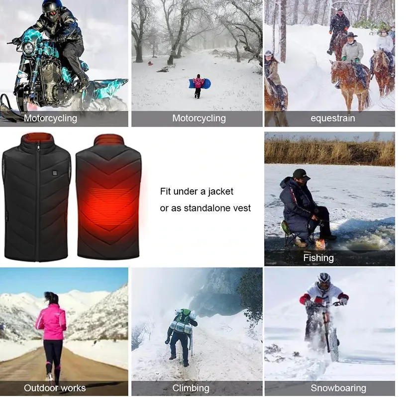 Unisex Winter Wind Stopper Smart Intelligent USB Full Body Heated Jacket