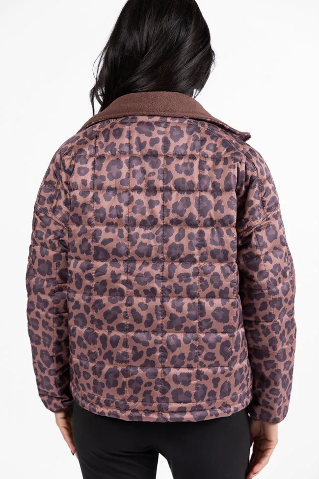 Vail Valley Brown Leopard Quilted Zip Up Jacket FINAL SALE