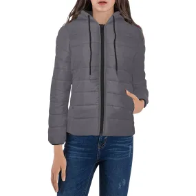 Vampire Art Grunge Essentials Women's Padded Hooded Jacket - Charcoal Grey