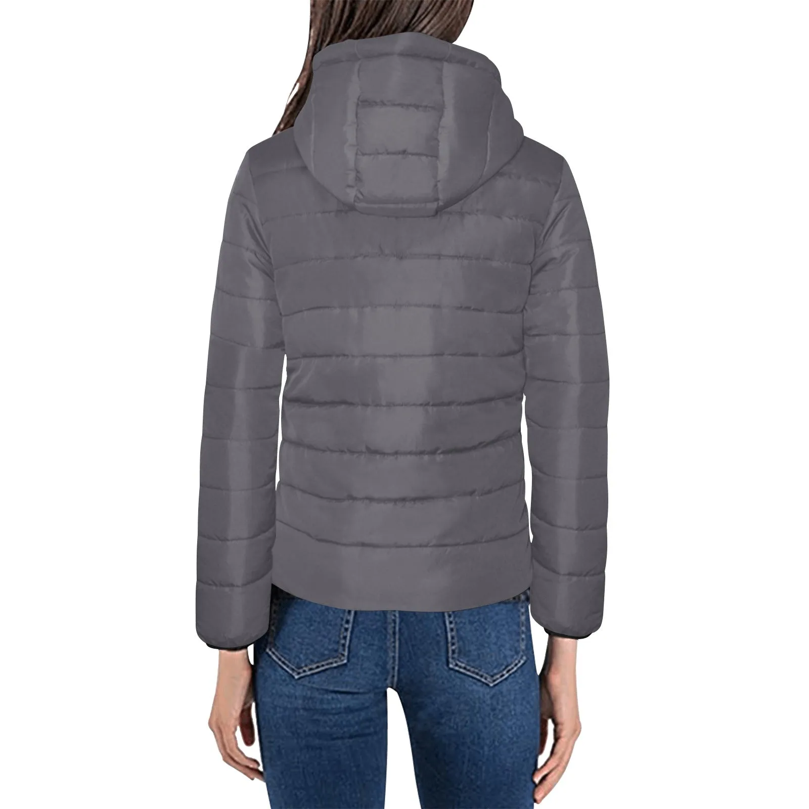 Vampire Art Grunge Essentials Women's Padded Hooded Jacket - Charcoal Grey