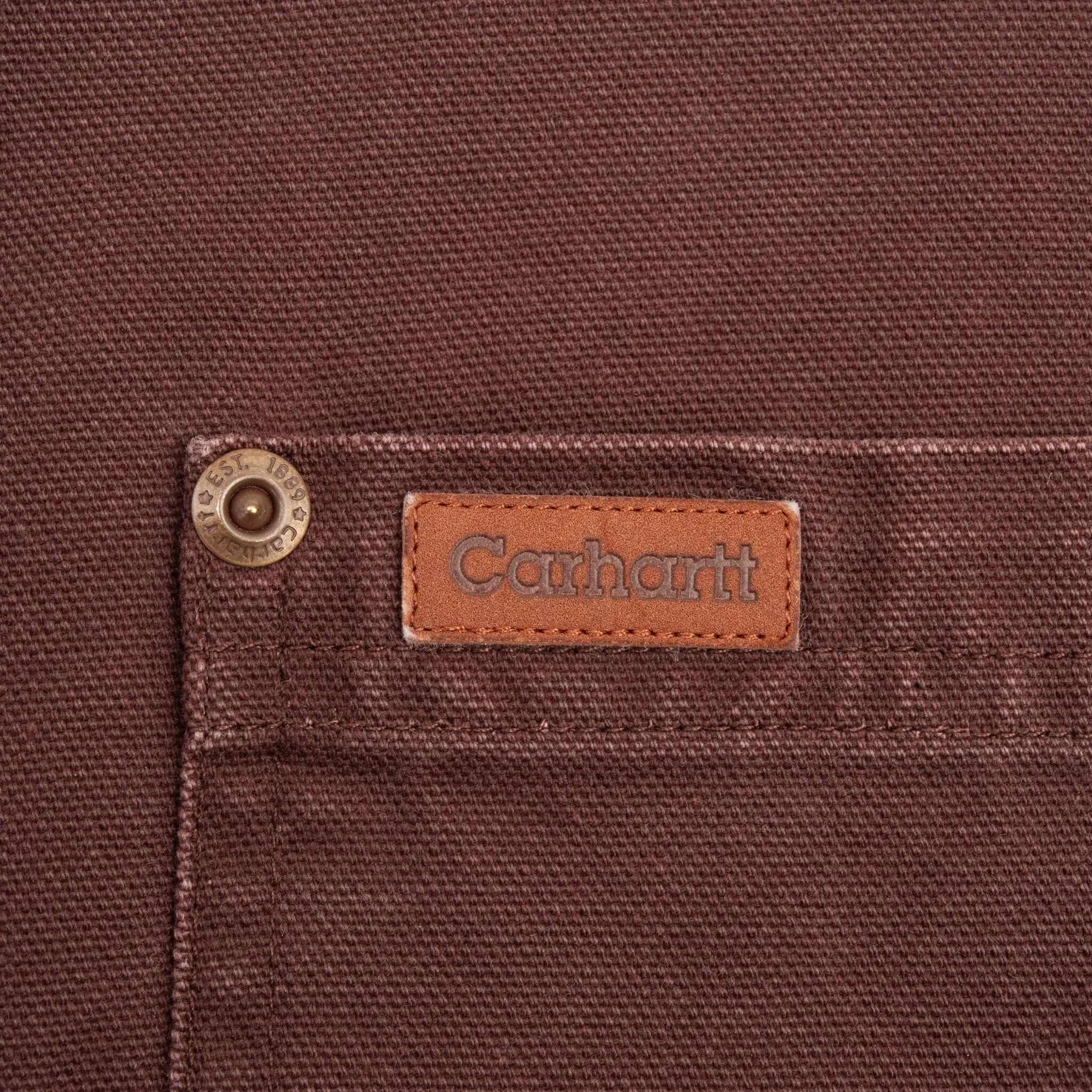 VINTAGE CARHARTT S96 FLANNEL LINED BROWN CANVAS OVER SHIRT 2000S SIZE LARGE TALL