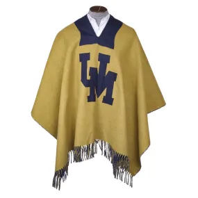 Vintage UNIVERSITY of MICHIGAN Stadium Poncho Fringed Blanket Wool Wolverines