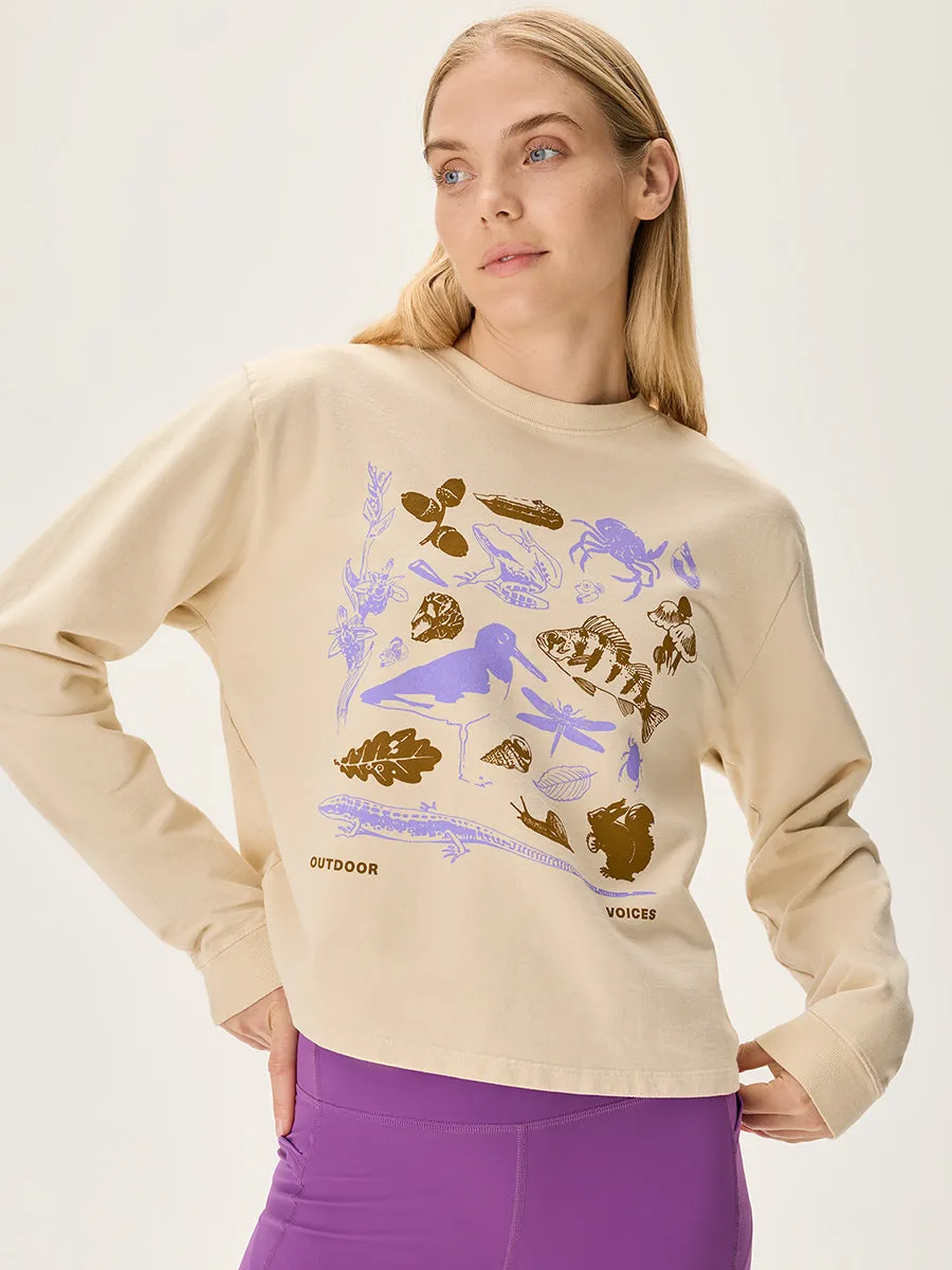 Wildlife Graphic Cotton Terry Cropped Sweatshirt