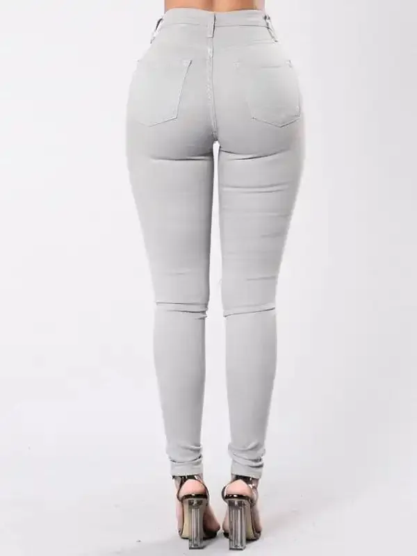 Women’s Solid Color Slim High Stretch Denim Pencil Pants