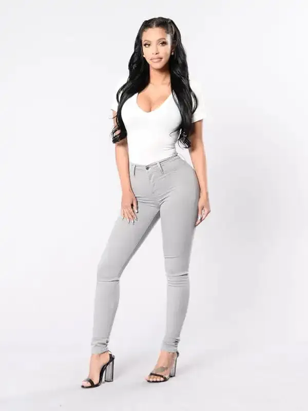 Women’s Solid Color Slim High Stretch Denim Pencil Pants