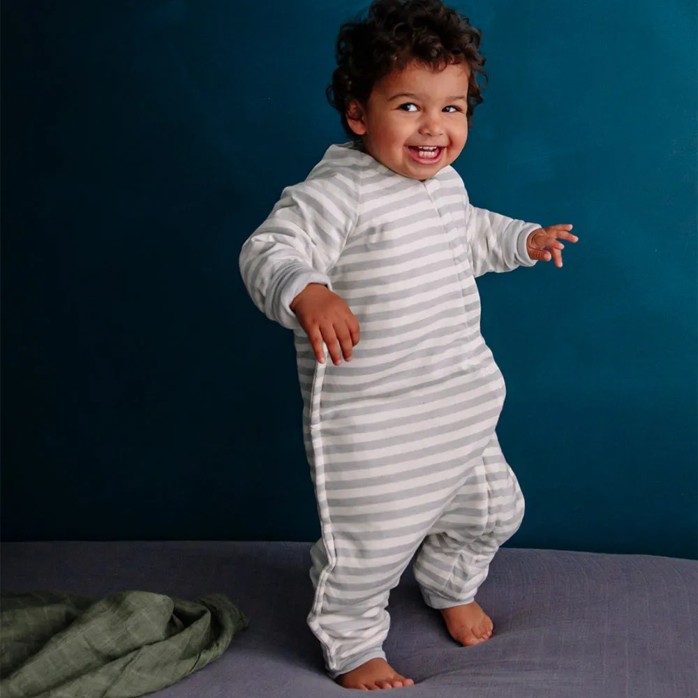 Woolbabe - Wool Winter Sleep Suit with Sleeves - PEBBLE