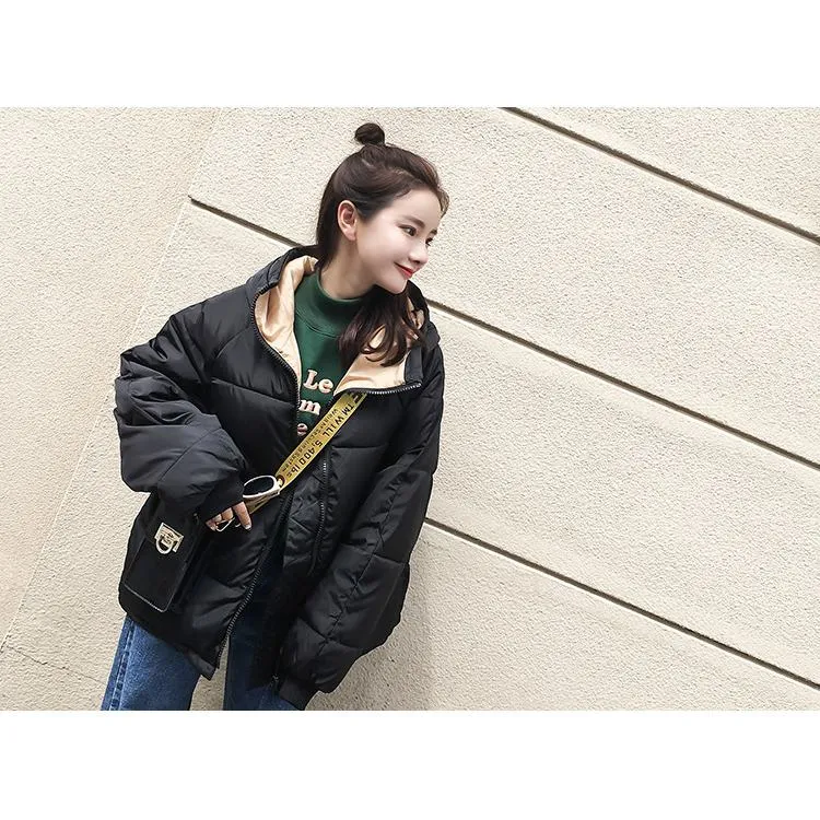 Zipper-Pocket Hooded Cropped Puffer Jacket